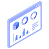 Isometric analytics browser graphs stats window  icon