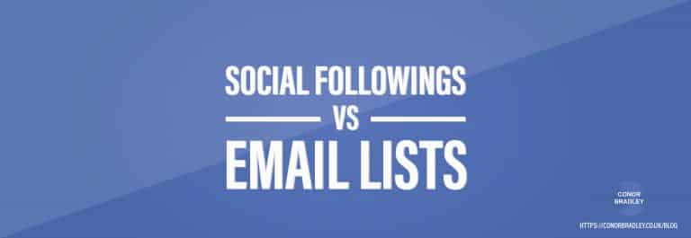 Social followings vs email lists header