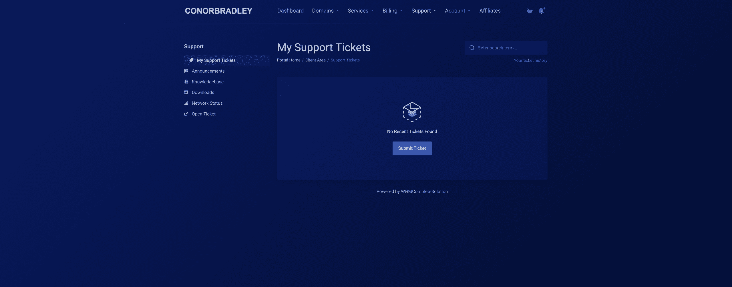 Viewing my support tickets on the client portal conor bradley digital agency